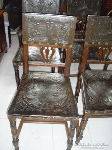 6 pcs of tin German style leather chairs - in one