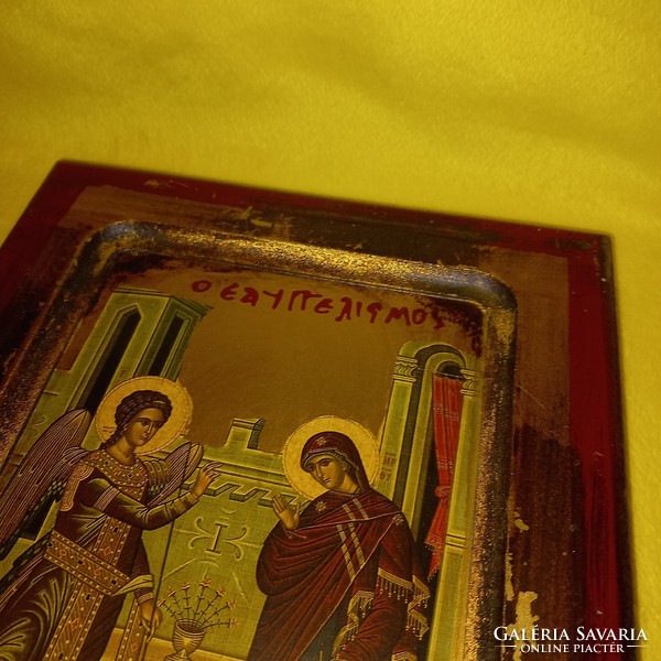 Byzantine icon with gold leaf, hand painted on wood, with certificate.