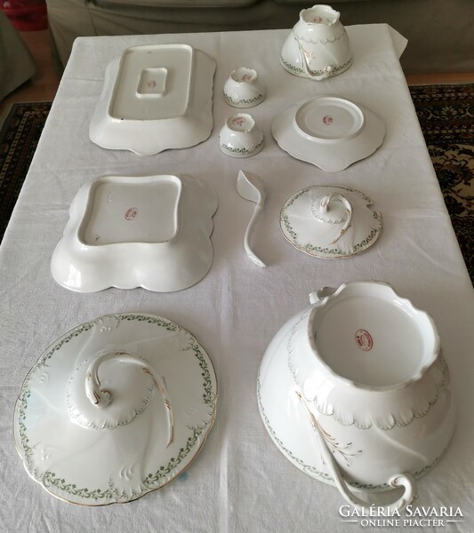 Láng Mihály marked and numbered porcelain serving set - 10 pcs