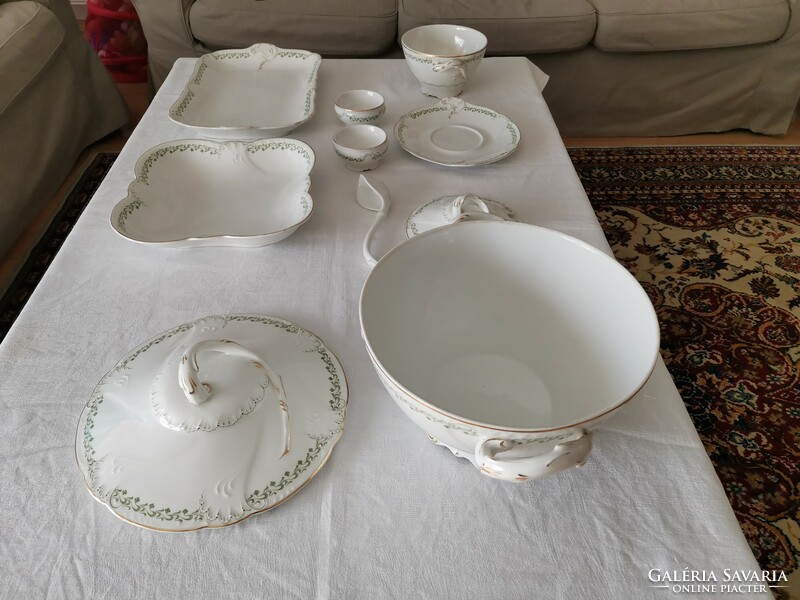 Láng Mihály marked and numbered porcelain serving set - 10 pcs