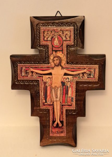 San Damiano kereszt Olasz Assart (Assisi szent Ferenc imadkozott előtte) ikon másolat 20,5 x15 cm