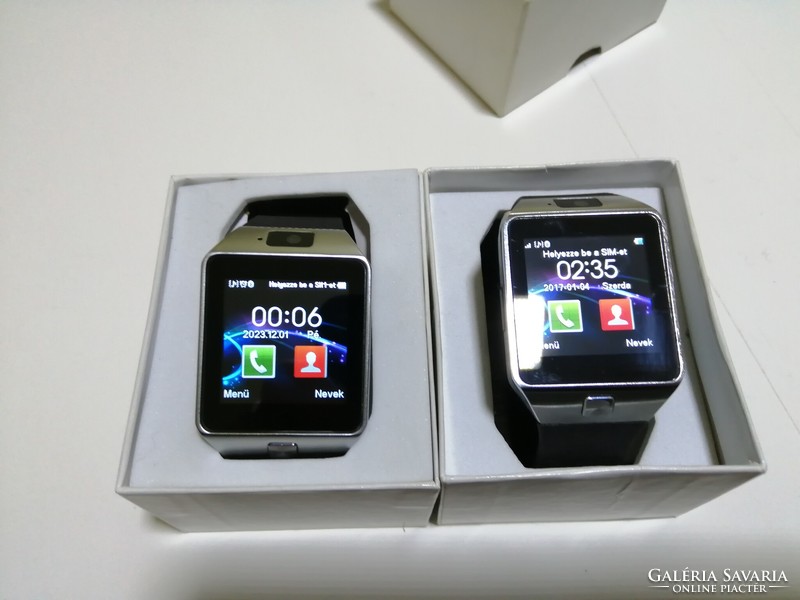 2 smart watches for sale, smart watches with sim and memory cards! With charging cables, (like new) + 1 battery!