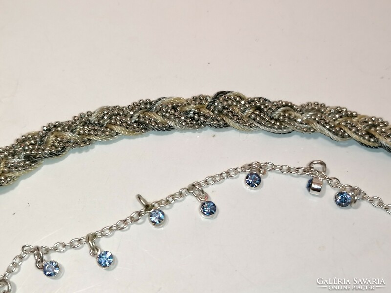 Blue rhinestone bracelet and braided bracelet (1143)