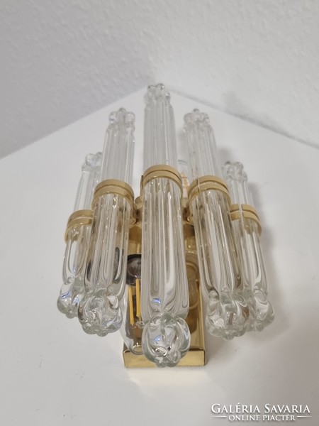 Exclusive vintage wall lamp with polished glass rods in art deco style