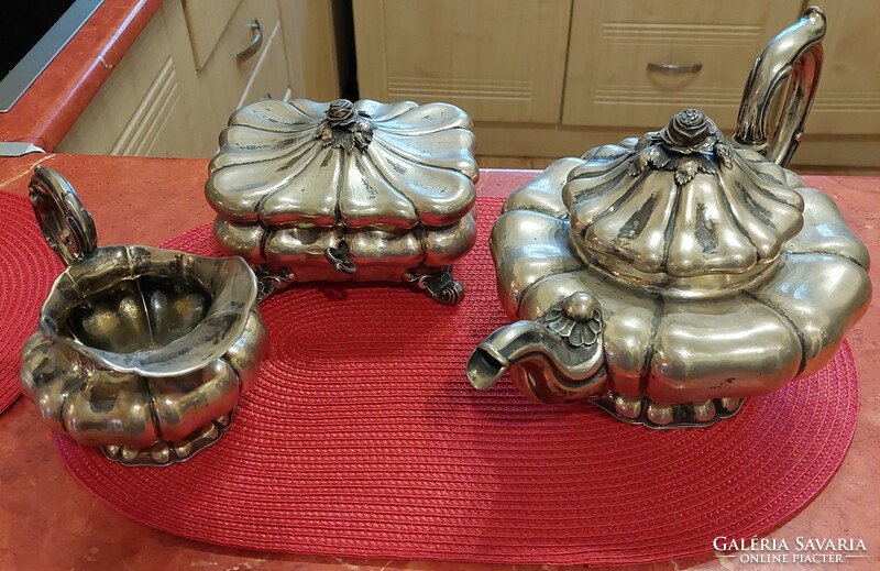 Antique three-piece 13 lat silver tea set! Approx=1060 grams!