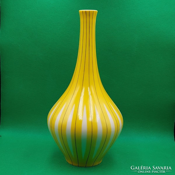 Gazder Antal ritka gyűjtői Hollóházi sárga csíkos váza