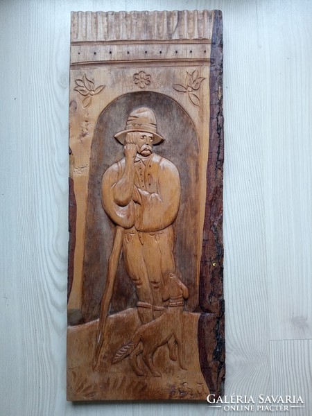 Wood carving with shepherd / shepherd theme
