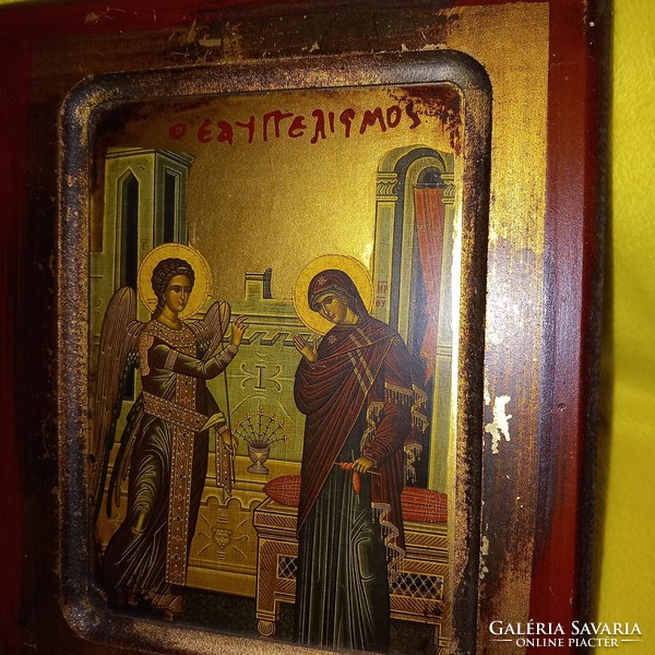 Byzantine icon with gold leaf, hand painted on wood, with certificate.