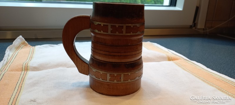 Retro wooden cup with metal insert