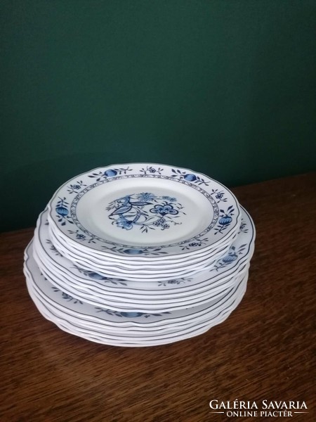 Antique plate set with blue flower decoration