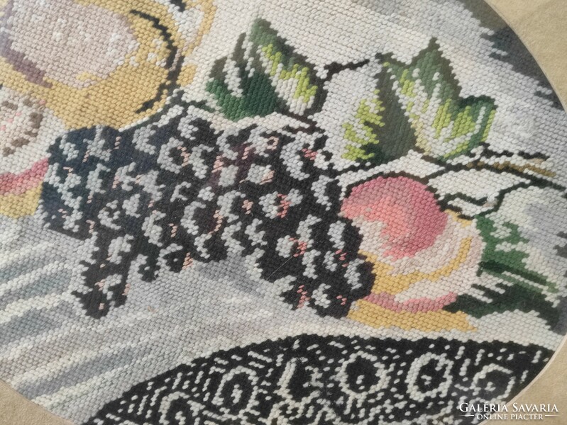 Tabletop still life with fruits large-eyed antique tapestry