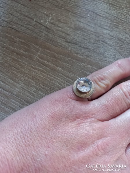 Izraeli kézműves ezüst gyűrű fazettázott rózsakvarc kővel 7es nemzetközi meret