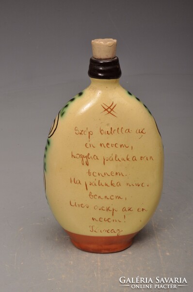 Mezőcsát painting bottle with bird inscription Karcagi. With verses.