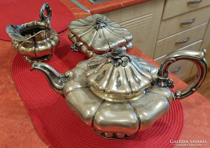 Antique three-piece 13 lat silver tea set! Approx=1060 grams!
