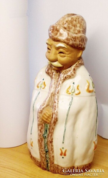 Smiling old shepherd, tans french pottery, folk art collection