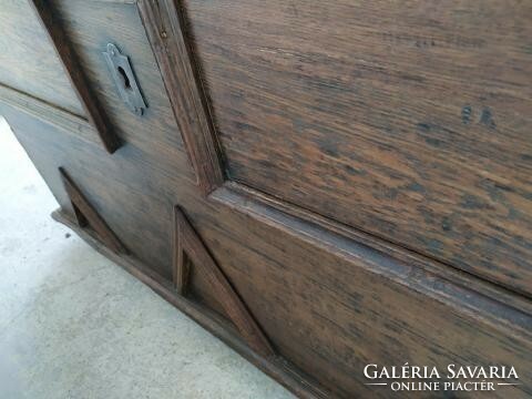 Antique renaissance large hardwood chest with iron fittings, the locking mechanism is missing 3917