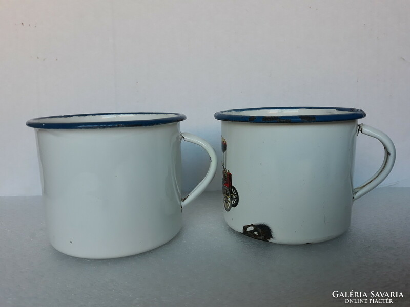 2 retro Bonyhád enamel car mugs