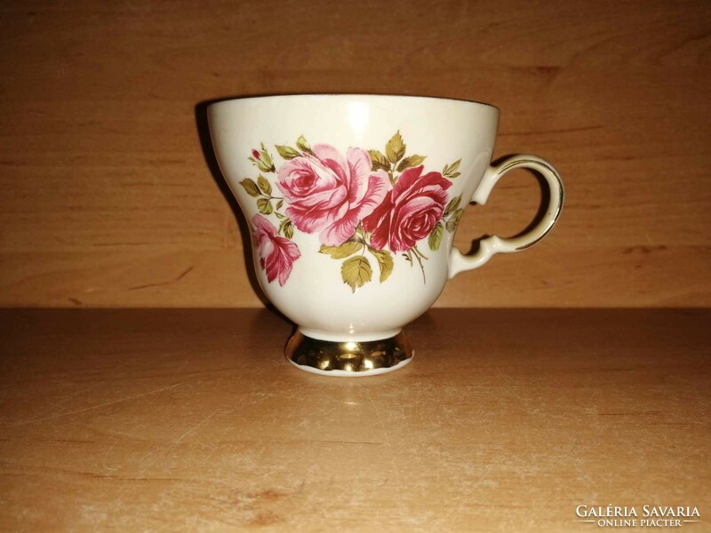 Rózsa mintás aranyozott porcelán csésze (39/d)