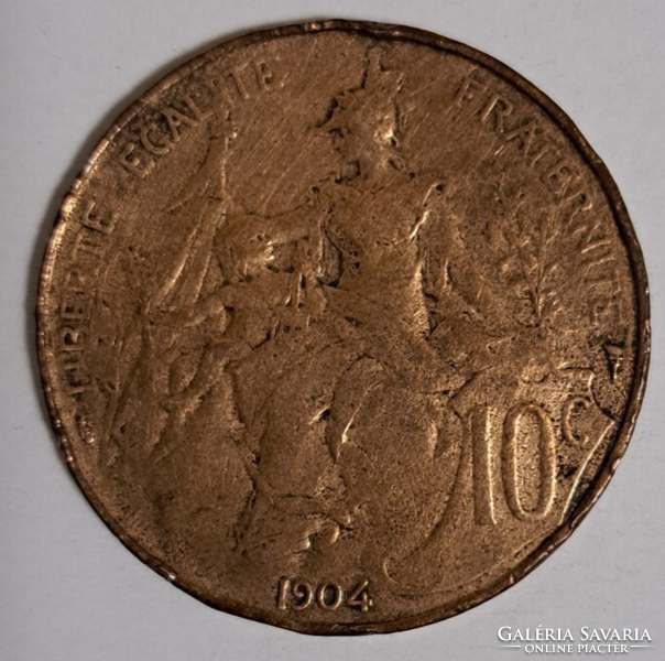 1904. Franciaország 10 Centimes pénz érme (240)