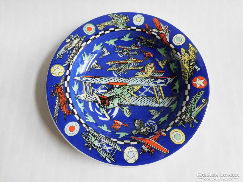 Swiss children's plate with old airplanes