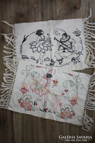 2 old pillow covers embroidered on both sides