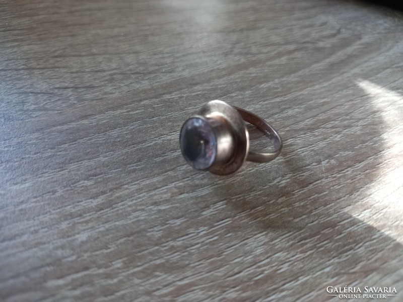 Izraeli kézműves ezüst gyűrű fazettázott rózsakvarc kővel 7es nemzetközi meret