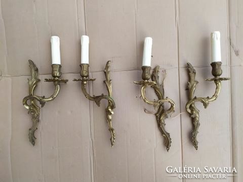 Antique patinated baroque copper wall arm 4 single arms + 4 new decorative candles and 4 candle bulbs 352 2201