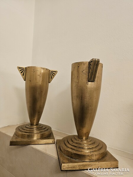 Pair of art deco bronze irons