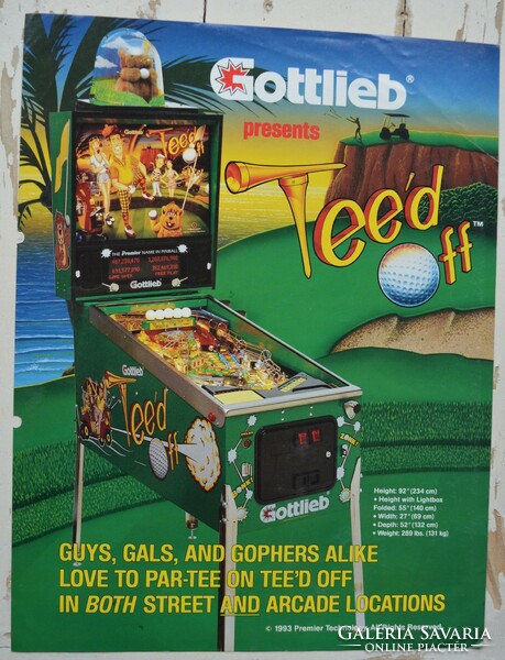 Pinball flyer Gottlieb "Tee'd off" flipper reklám prospektus