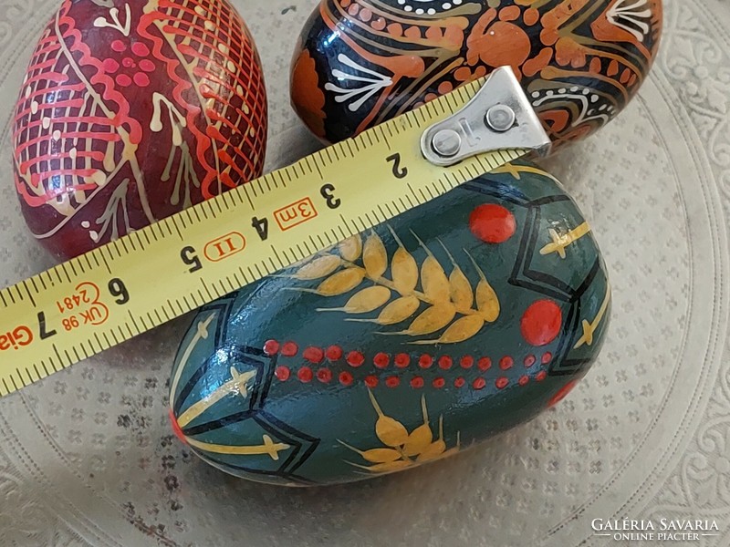 Old painted wooden eggs Easter eggs 3 pcs