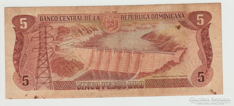 Dominica 5 pesos 1988