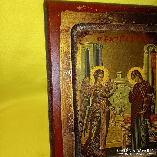 Byzantine icon with gold leaf, hand painted on wood, with certificate.