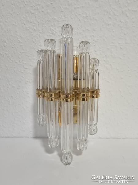 Exclusive vintage wall lamp with polished glass rods in art deco style