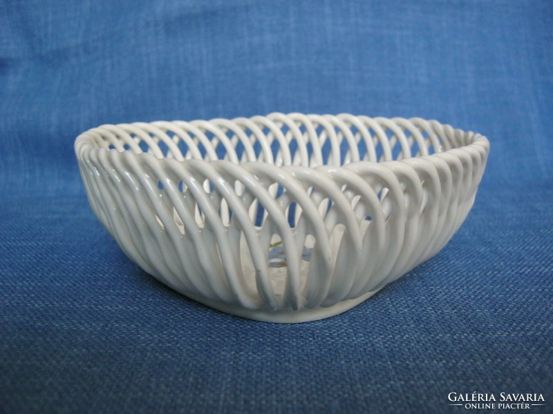 Heart shaped blue floral ceramic bowl