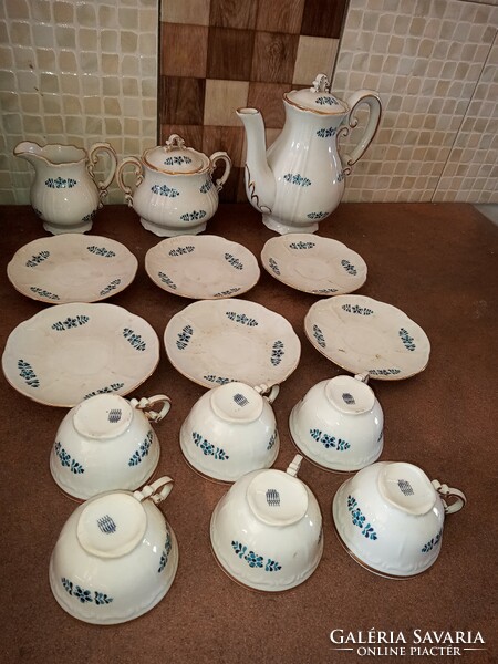 Zsolnay blue floral gold mocha coffee set 17 flawless