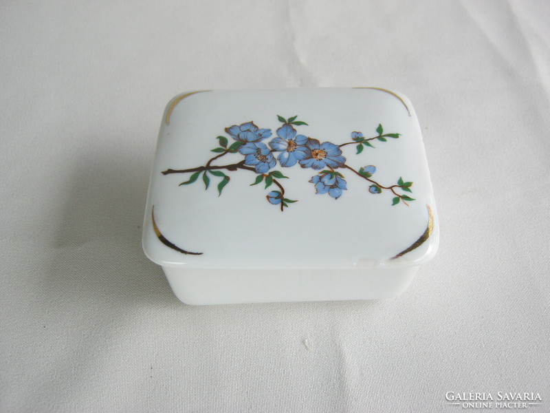 Raven house porcelain blue floral bonbonier box jewelry holder