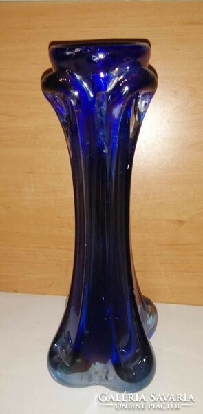 Cseh vastag kék üveg váza -30,5 cm (2/d)