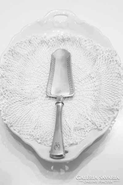 Antique silver cake spatula with Diana mark, em monogram, 27*6 cm, 142g