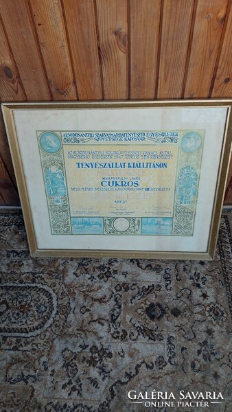 Antique gold certificate award for rare cattle breeding