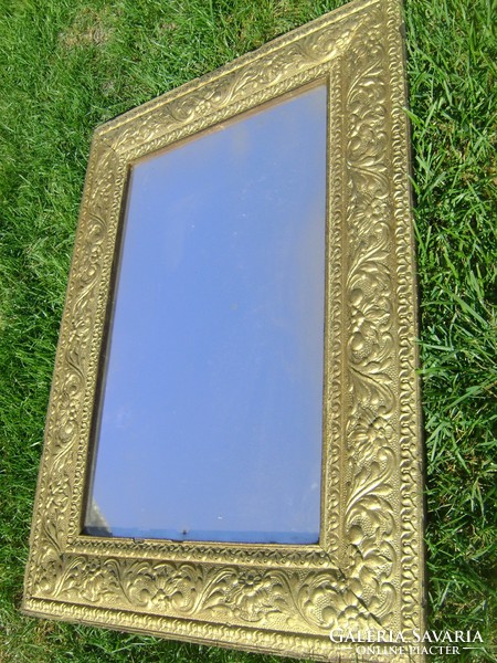 Contemporary very antique wooden frame with mirror: 69.5 x 52 cm