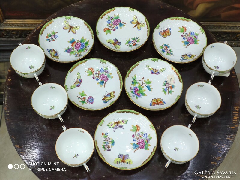 6 Personal Herend Victoria pattern soup set