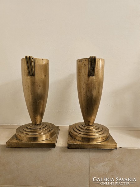 Pair of art deco bronze irons