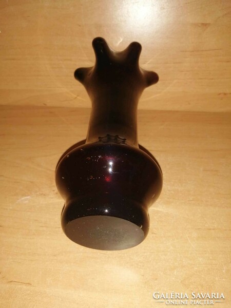 Fodros szájú bordó üveg váza -22 cm (7/d)