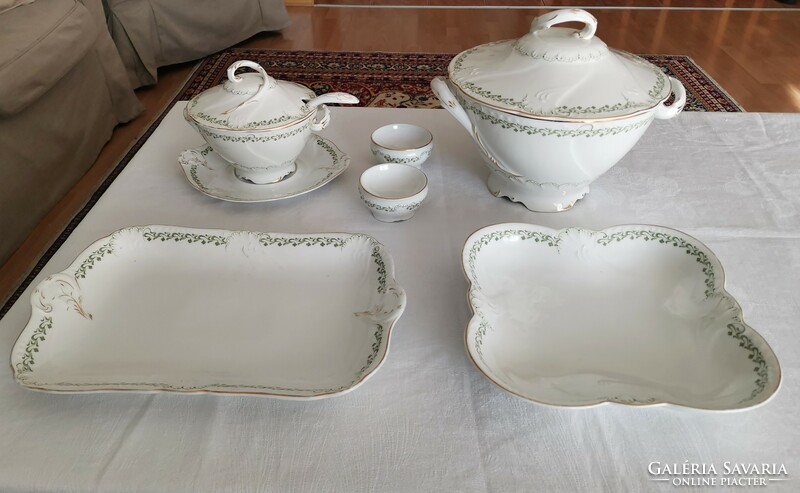 Láng Mihály marked and numbered porcelain serving set - 10 pcs