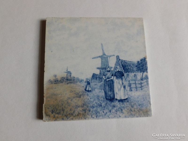 Antique broken Dutch tiles - 3 pieces