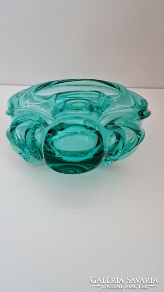 Beautiful Czech turquoise glass basket