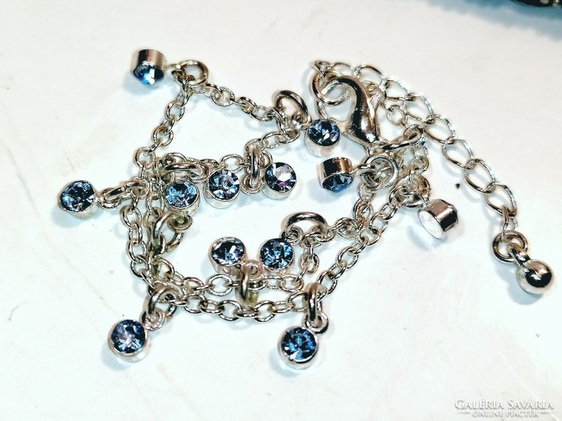 Blue rhinestone bracelet and braided bracelet (1143)