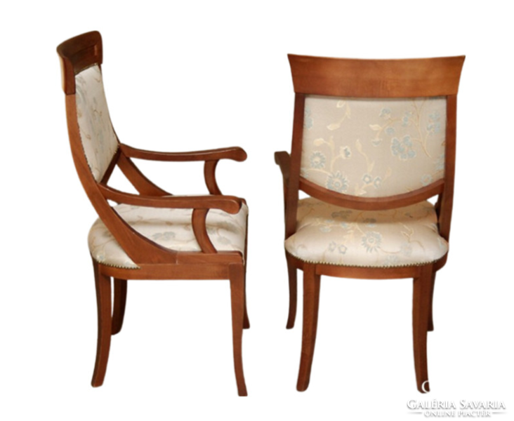 Italian style armchairs made of solid wood with new upholstery