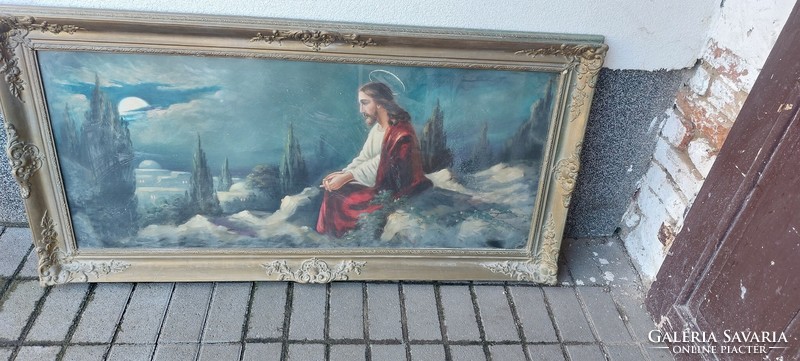 Antique oil canvas religious painting