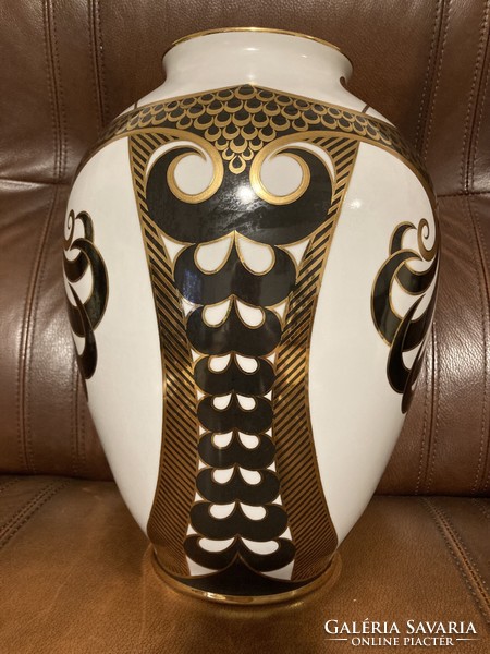 Hollóháza porcelain Saxon endre floor vase